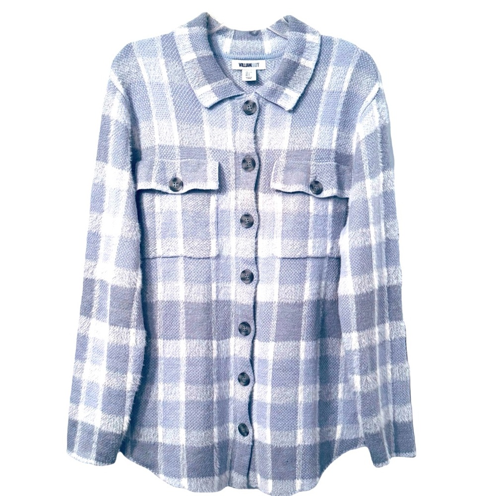 William Rast Size L Blue Plaid
Cardigan Sweater/Shacket Poly-Nylon-Acrylic